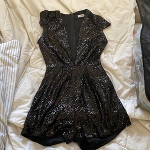 Black Sequin Romper